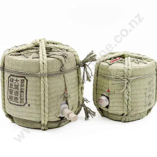Pair of Empty Wooden Sake Barrels
