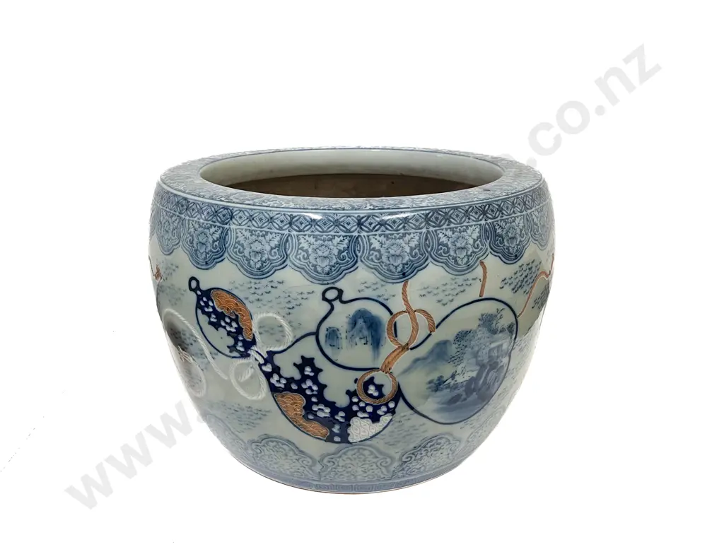 Large Blue and White Hibachi Image 1++