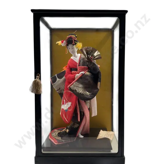 Geisha "Ohgi-No-Mai" Doll in Display Case
