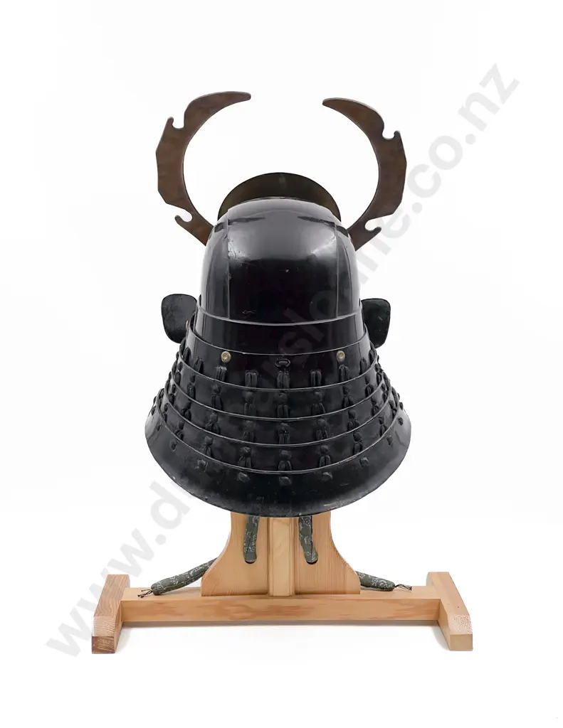 Full C20th Kabuto Helmet on Wooden Stand Image 1++