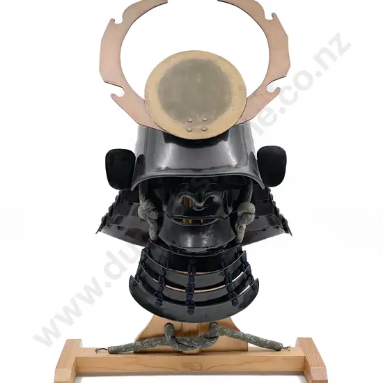 Full C20th Kabuto Helmet on Wooden Stand