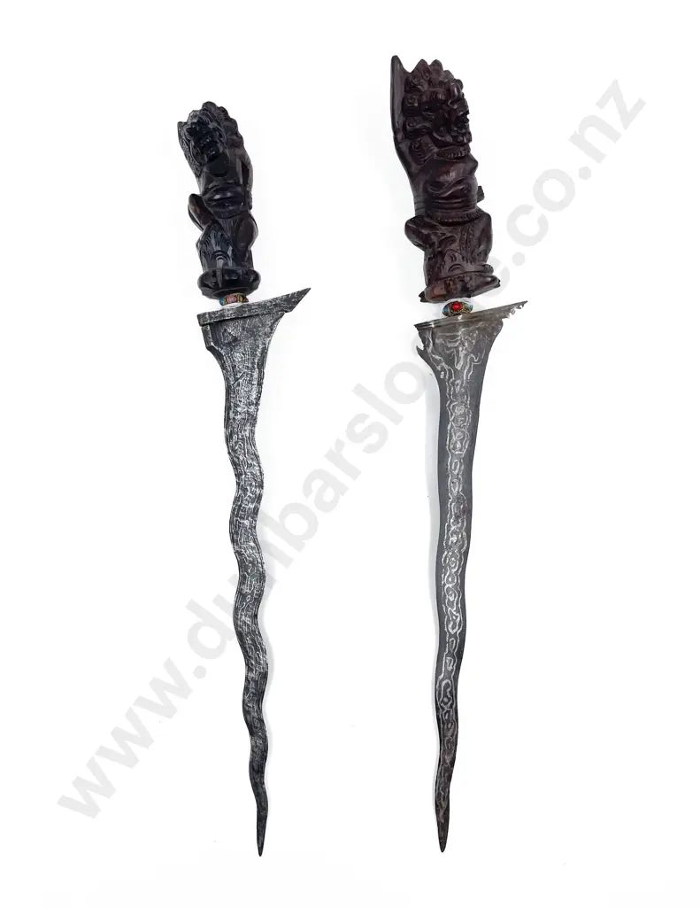 Pair of Balinese Ornate Kris Blades Image 1++