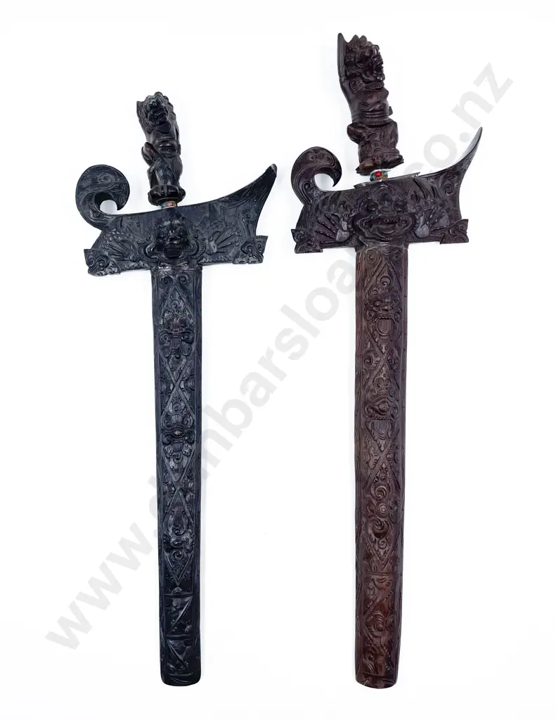 Pair of Balinese Ornate Kris Blades Image 1++