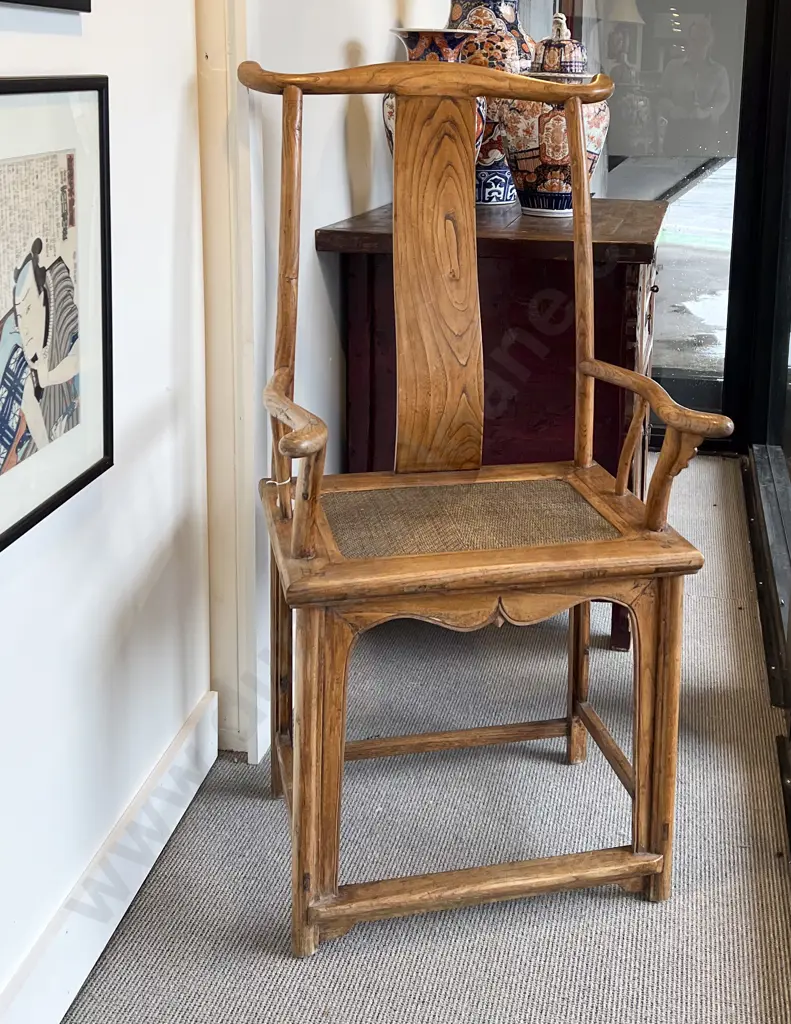 Pair of Mid C20th Chinese Elm Yoke Back Chairs Image 1++