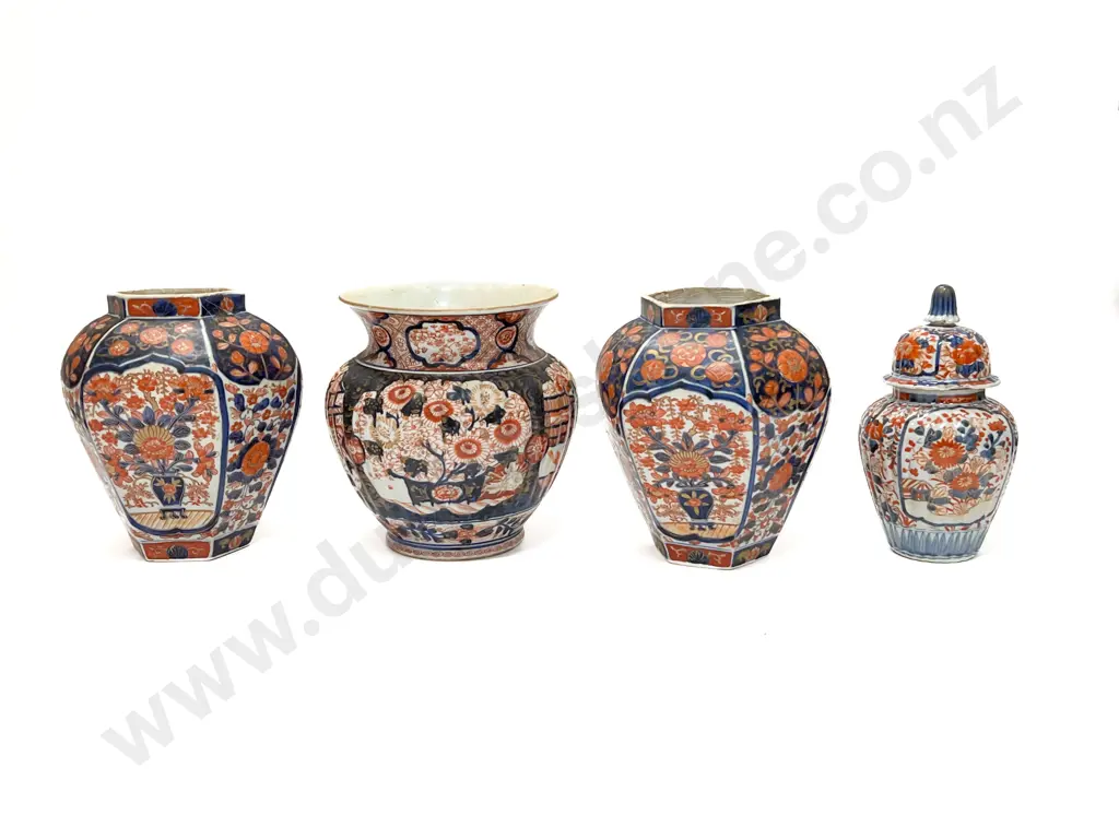 Four Assorted Imari Jars With Vase Image 1++