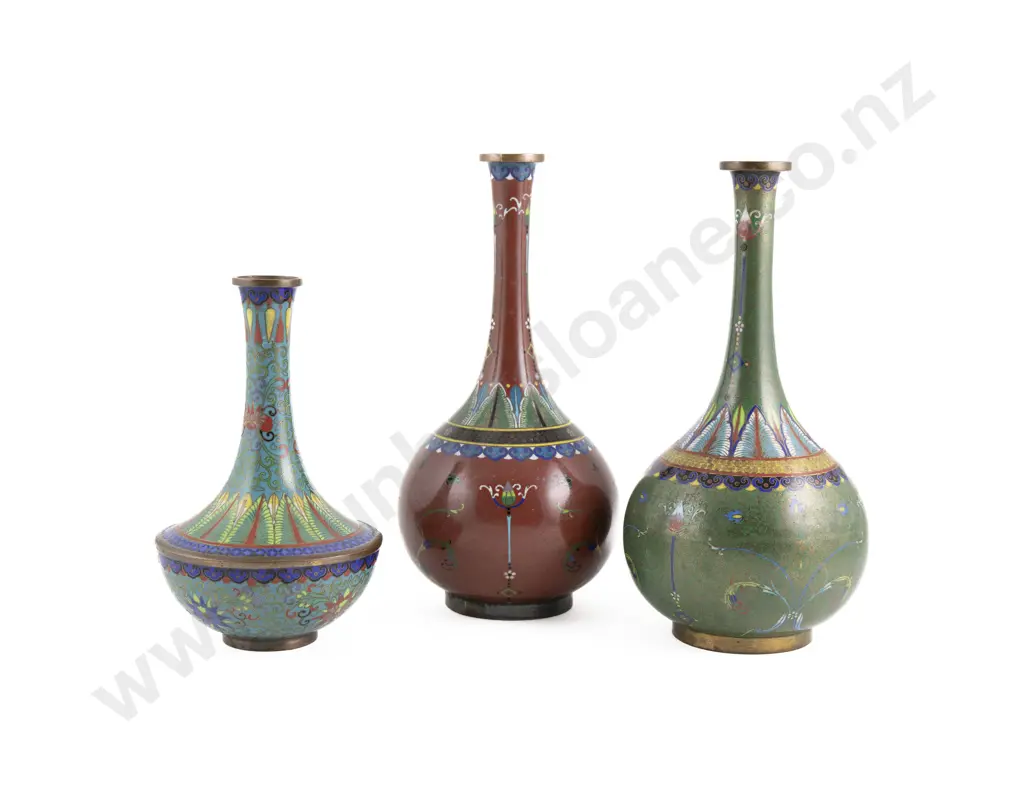 Three Chinese Cloisonne Vases Image 1++