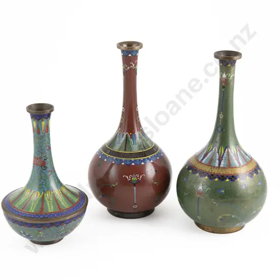 Three Chinese Cloisonne Vases