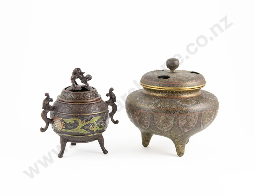Chinese Cloisonne Censor And A Champleve Enamel Censor Image 1++