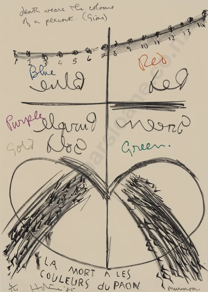 Ralph Hotere (1931 - 2013) - Death Wears the Colours of a Peacock Image 1++