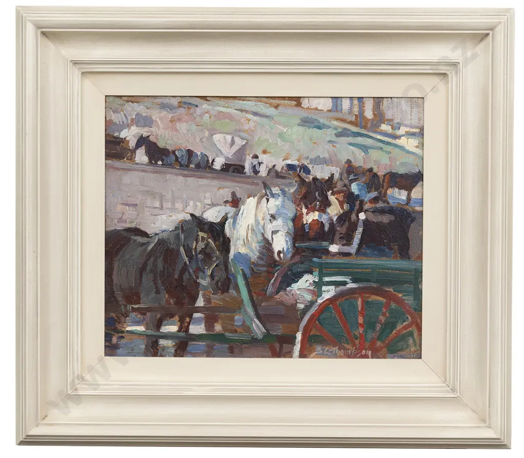 Sydney Lough Thompson (1877 - 1973) - Horses At Grasse Fair Image 1++