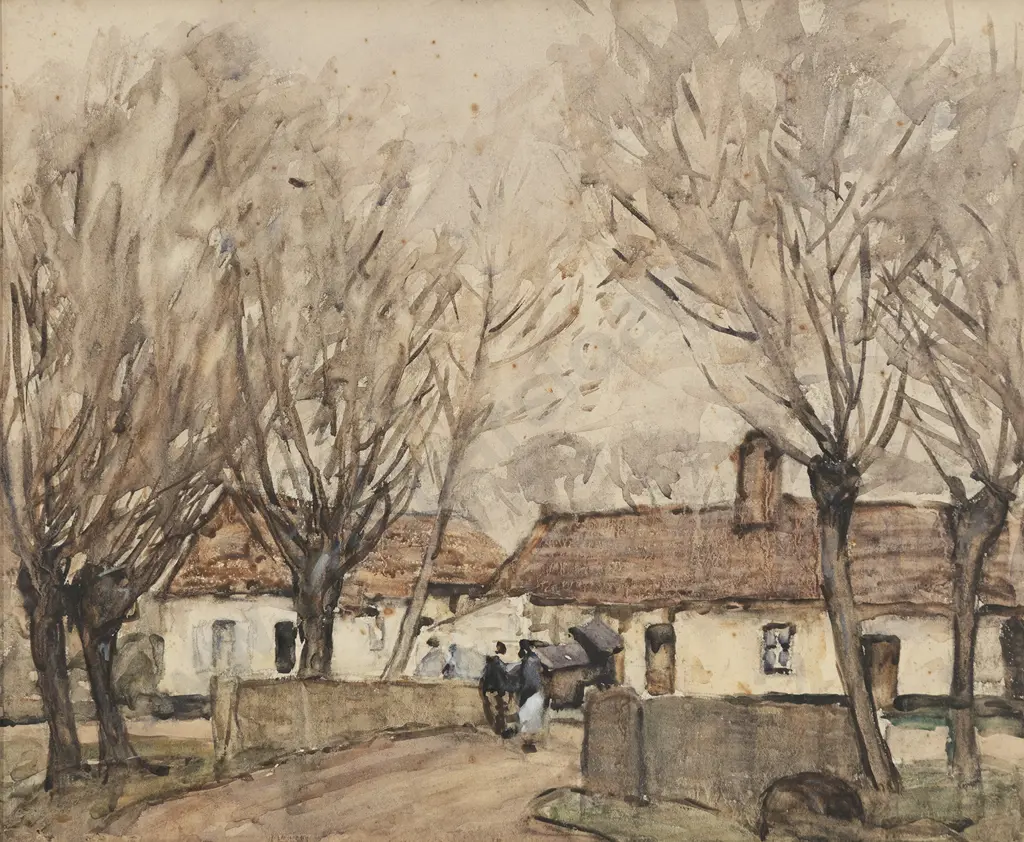 Maude Burge (1865 - 1957) - Untitled Village Study Image 1++