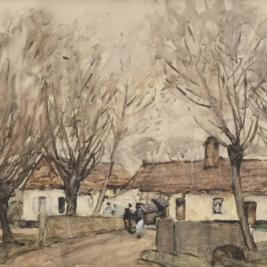 Maude Burge (1865 - 1957) - Untitled Village Study