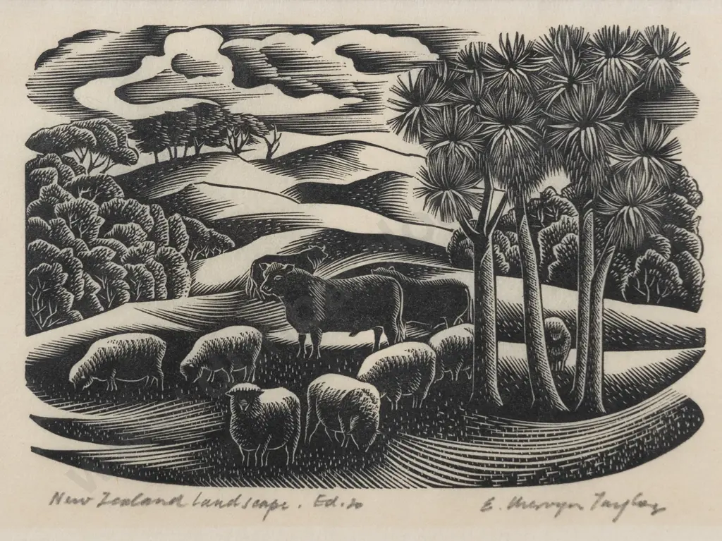 E Mervyn Taylor (1906 - 1964) - New Zealand Landscape Image 1++