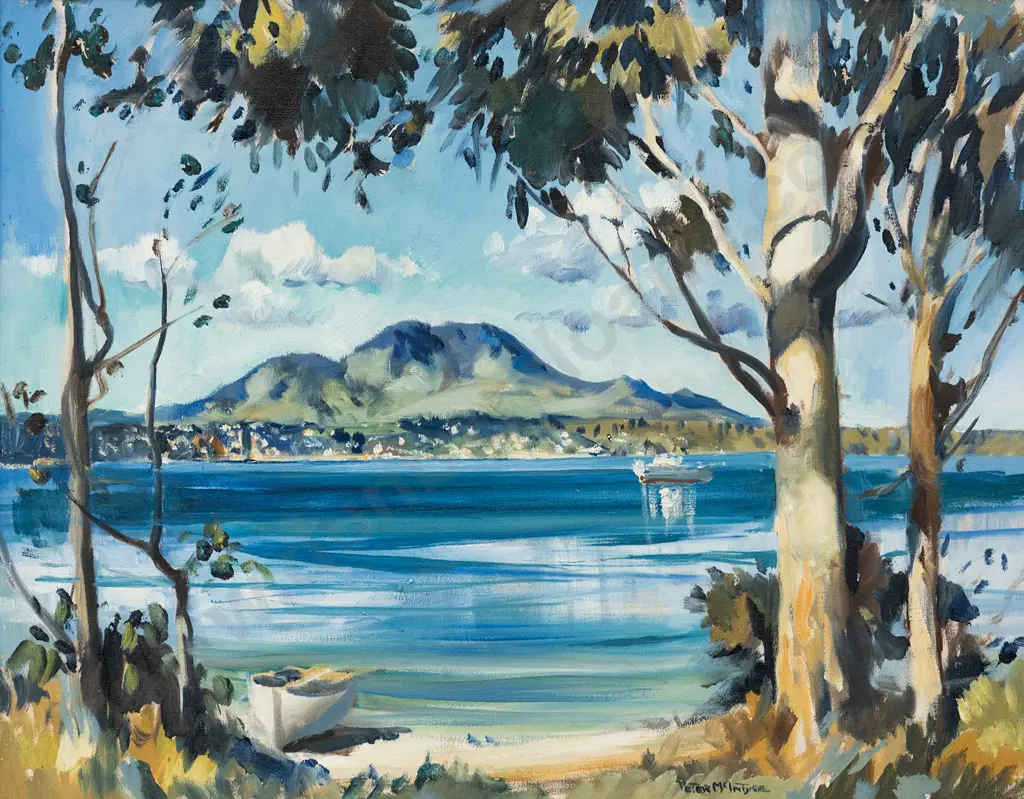 Peter McIntyre (1910 - 1995) - Tau Hara Taupo from Acacia Bay Image 1++