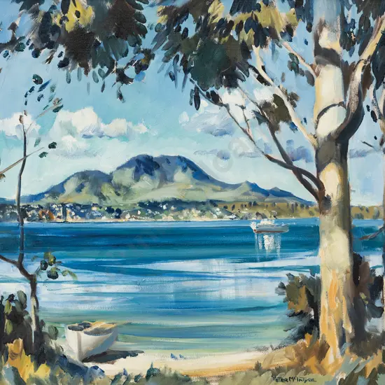 Peter McIntyre (1910 - 1995) - Tau Hara Taupo from Acacia Bay