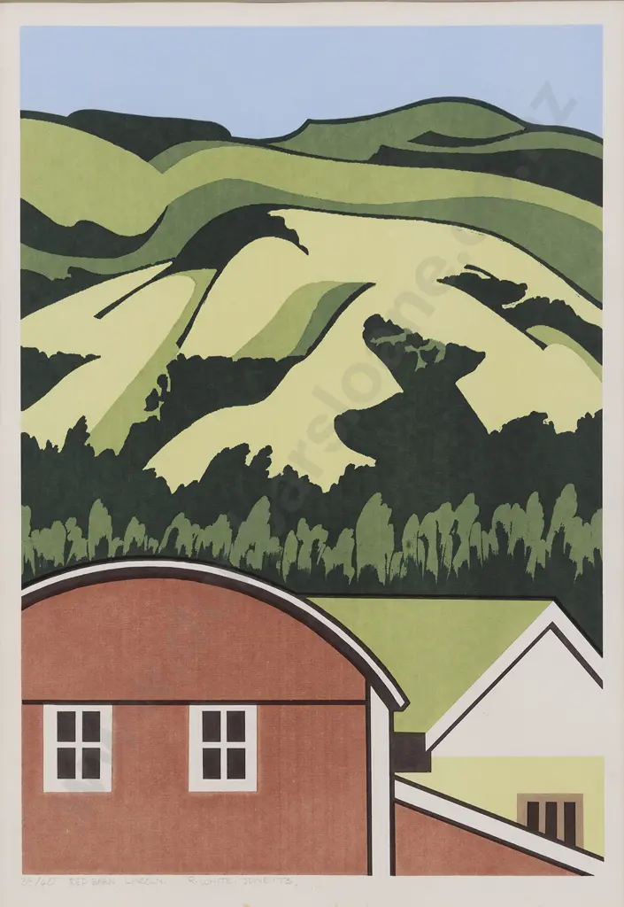 Robin White (b 1946) - Red Barn Lincoln Image 1++