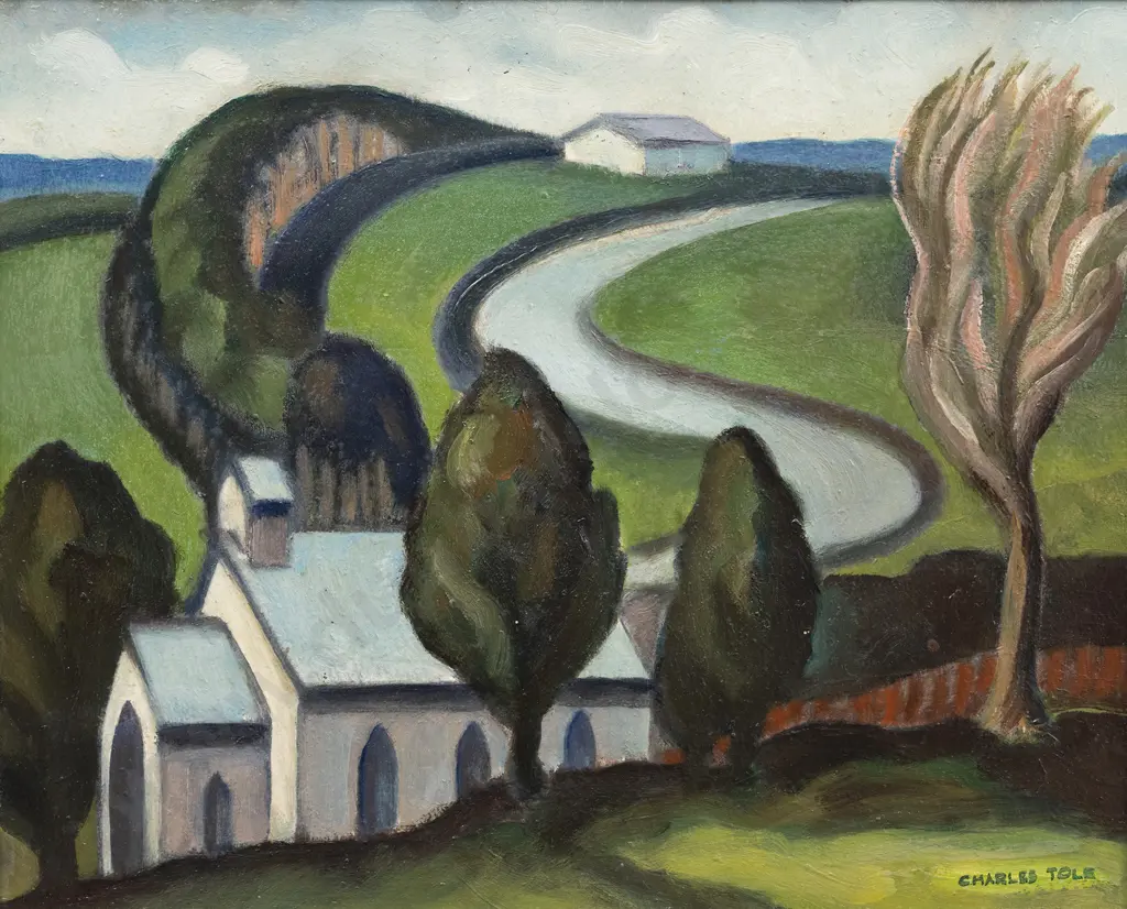 Charles Tole (1903 - 1991) - Landscape With Church Image 1++