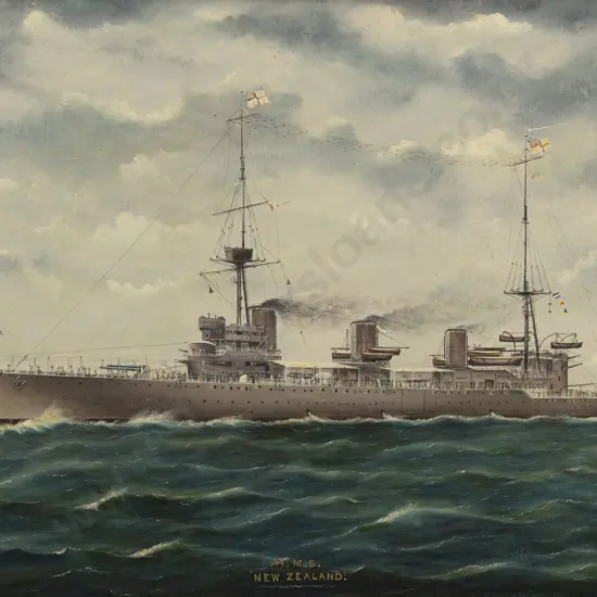 Frank Barnes (1859 - 1941) - H M S New Zealand Off Pencarrow
