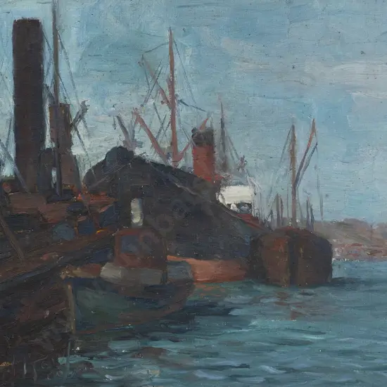 E G Hood (1883 - 1919) - Wellington Wharf