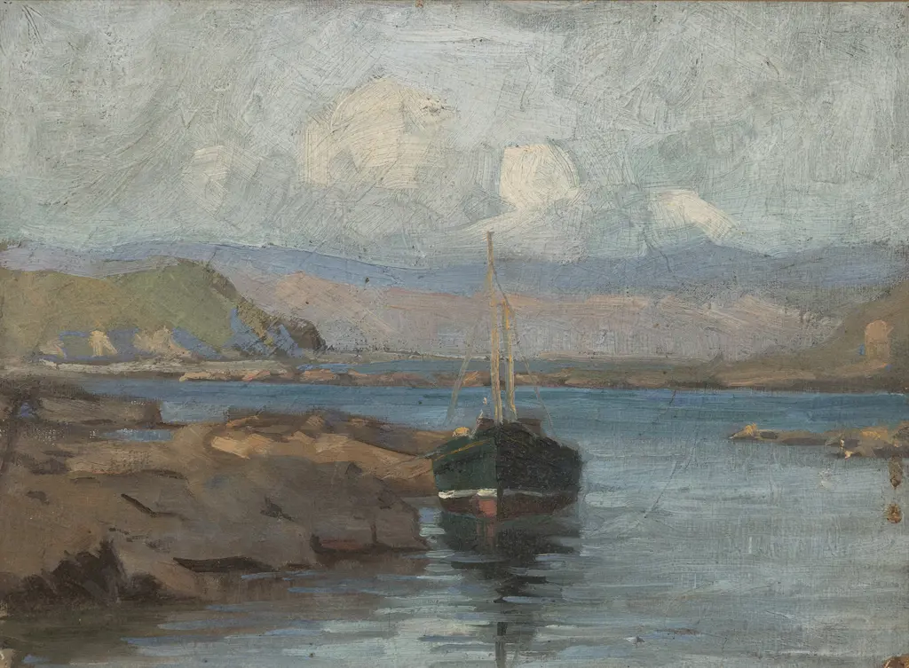 E G Hood (1883 - 1919) - Rewa - A Coastal Boat at Makara Image 1++