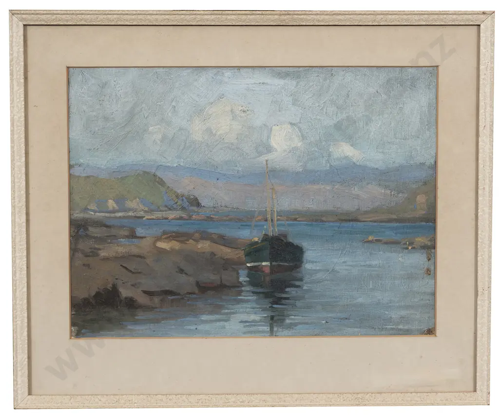 E G Hood (1883 - 1919) - Rewa - A Coastal Boat at Makara Image 1++