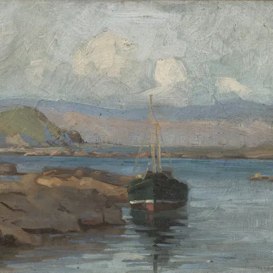 E G Hood (1883 - 1919) - Rewa - A Coastal Boat at Makara