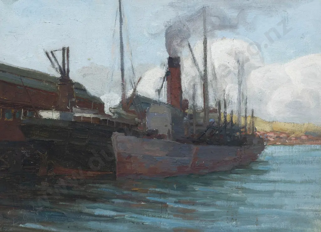 E G Hood (1883 - 1919) - Wellington Wharf Image 1++