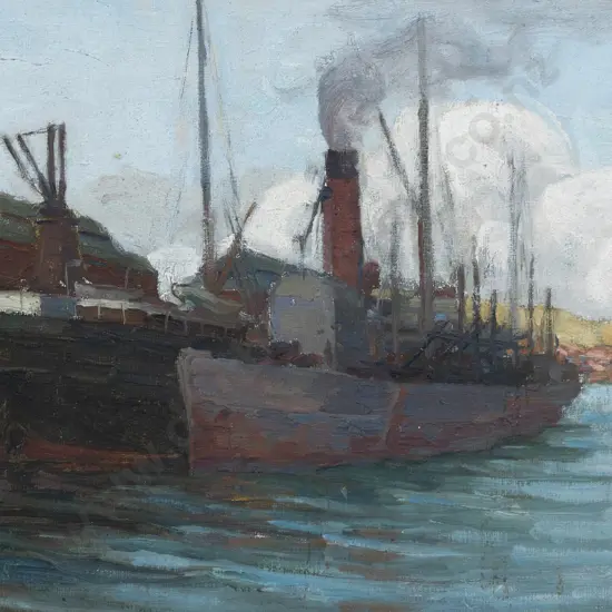 E G Hood (1883 - 1919) - Wellington Wharf