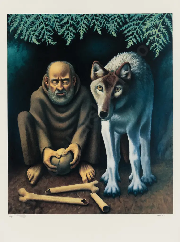 Michael Smither (b 1939) - St Francis and the Wolf Image 1++