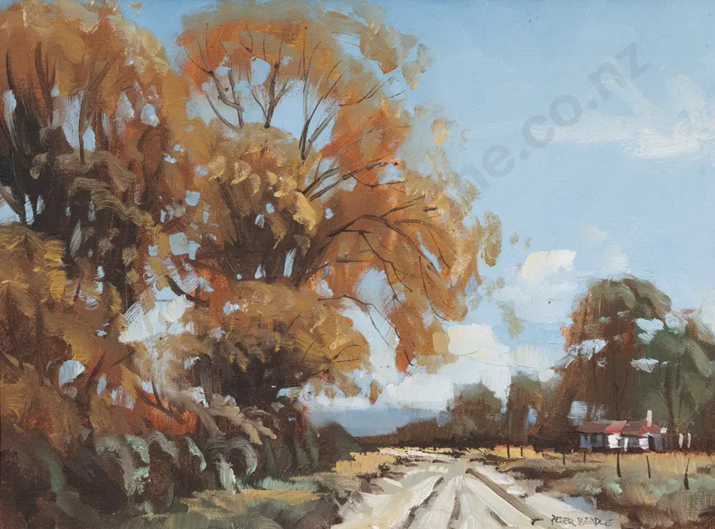 Peter Beadle (b 1933) - Autumn Road to Arrowtown Image 1++