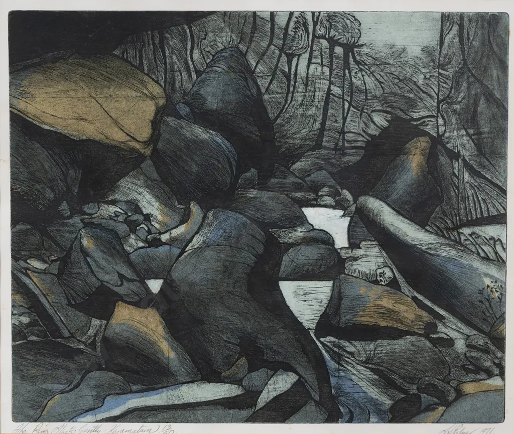 Stanley Palmer (b 1936) - The Rain Starts Gently Karamatura Image 1++