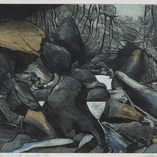 Stanley Palmer (b 1936) - The Rain Starts Gently Karamatura