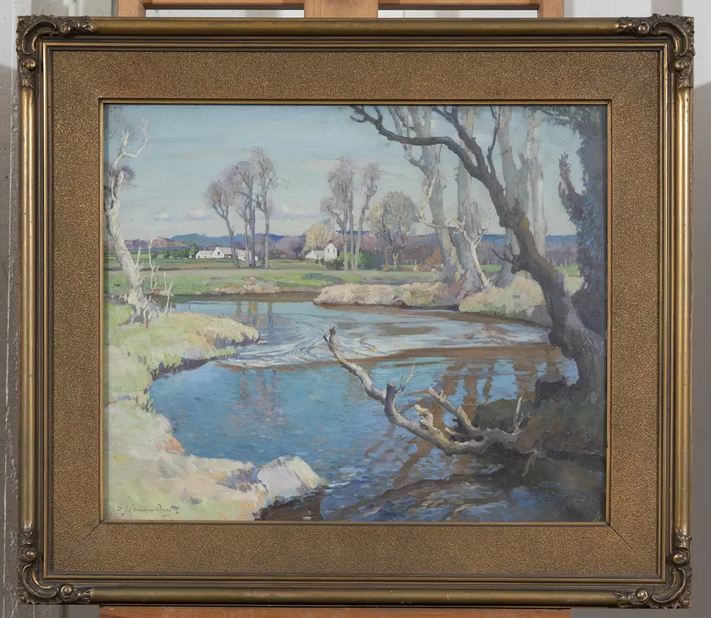 S J Lamorna Birch (1869-1955) - Riverside Scene Image 1++