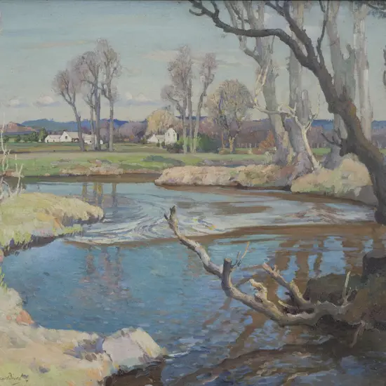 S J Lamorna Birch (1869-1955) - Riverside Scene