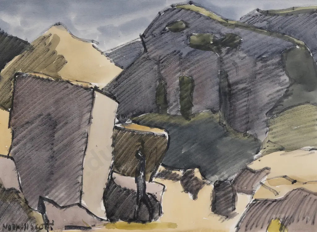 Norman W J Scott (1931 - 1978) - Rock Formations Hangaroa River Image 1++
