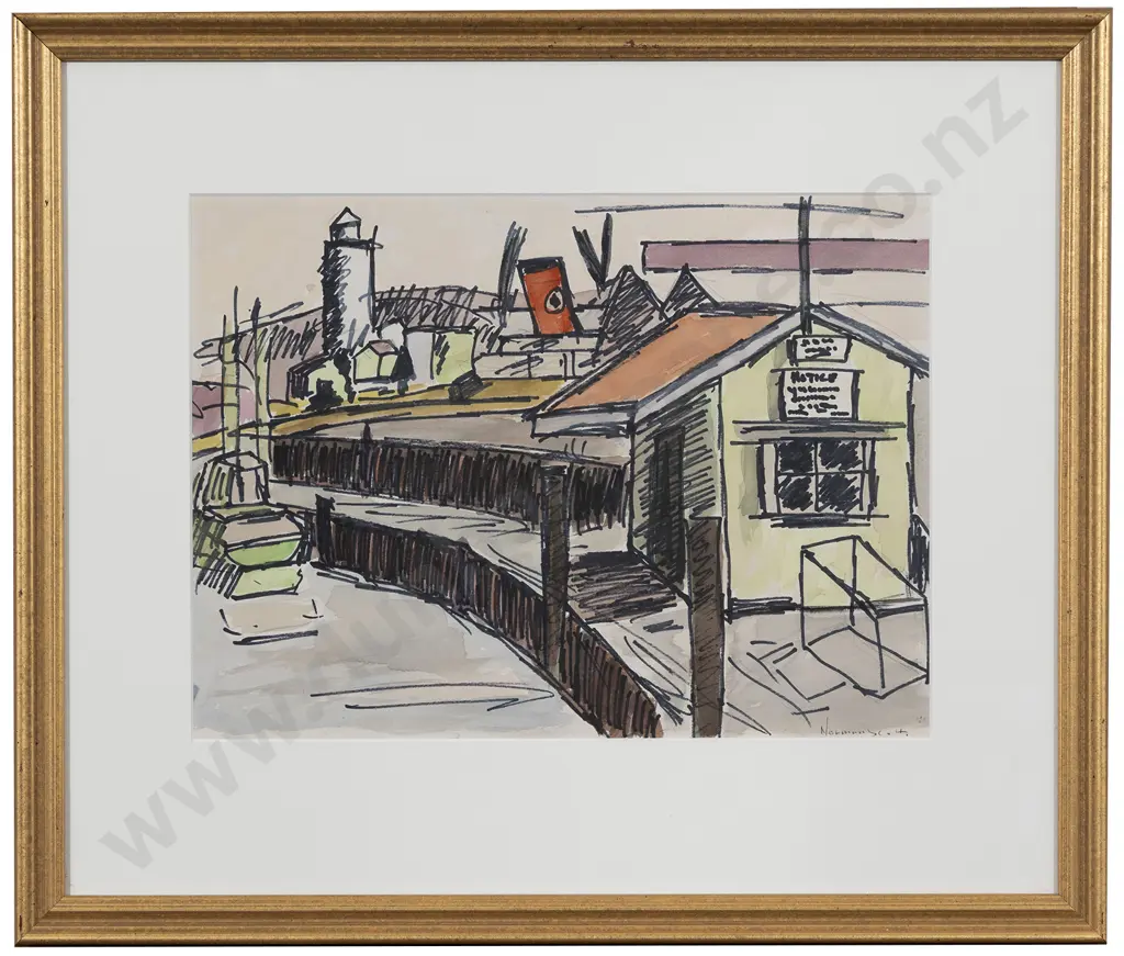 Norman W J Scott (1931 - 1978) - Gisborne Wharf Image 1++