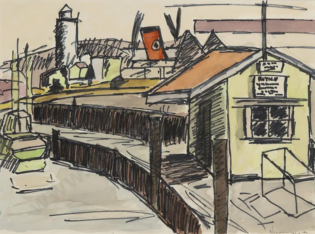 Norman W J Scott (1931 - 1978) - Gisborne Wharf Image 1++