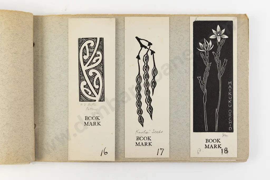 John L Moore (1897 - 1965) - Sketchbook of Bookmarks Image 1++