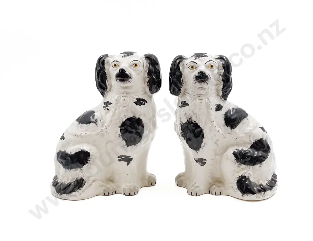 Pair of Victorian Staffordshire Mantle Dogs Image 1++