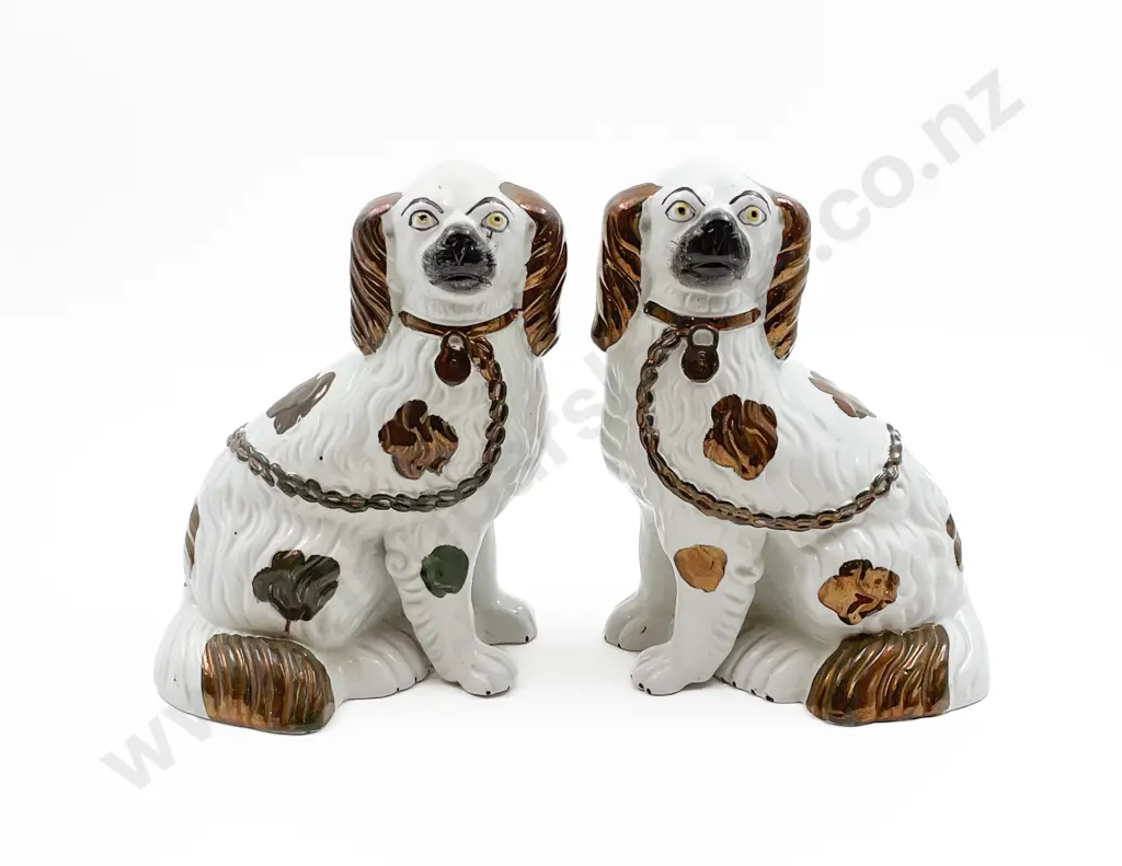 Pair of Victorian Staffordshire Mantle Dogs Image 1++