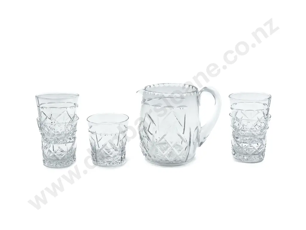 Five Tudor Crystal Tumblers Together with Jug Image 1++