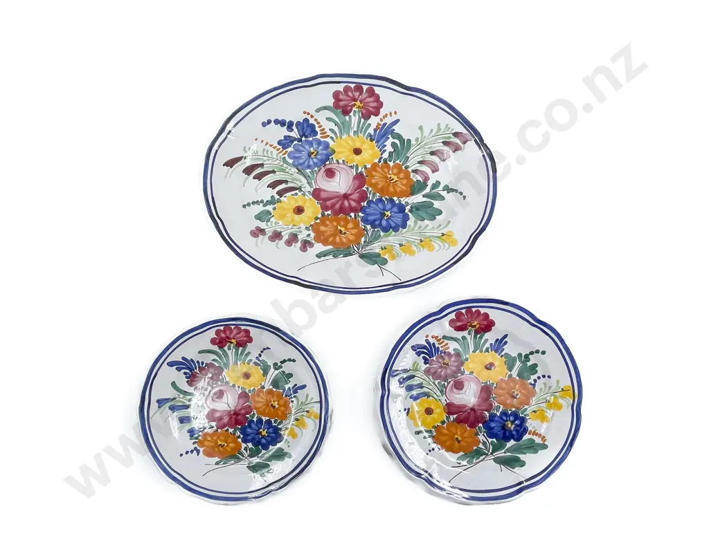 Quantity of Italian Hand painted and Floral Designed Plates and Ashet Image 1++