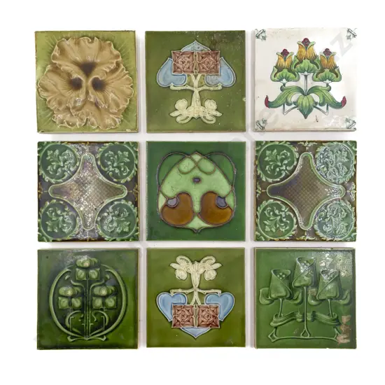 Eleven Assorted Decorative Vintage Tiles