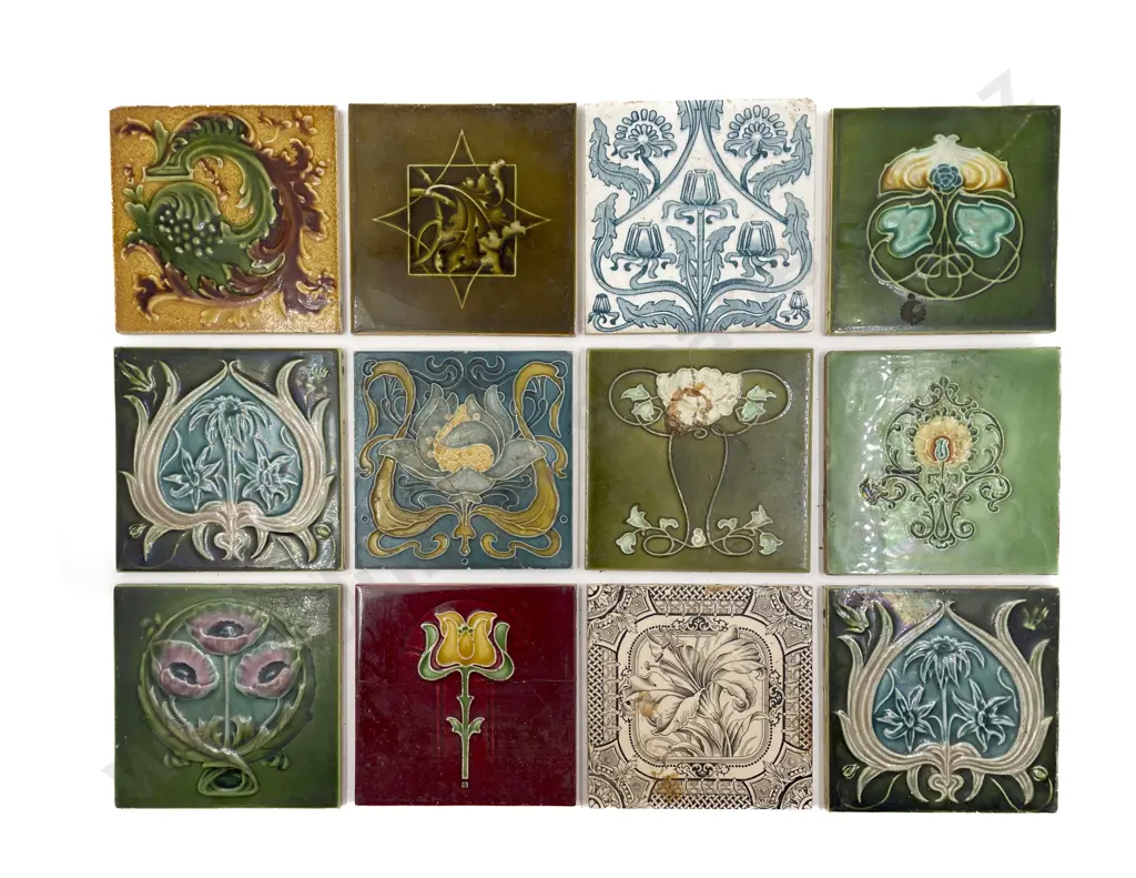 Twelve Assorted Decorative Vintage Tiles Image 1++