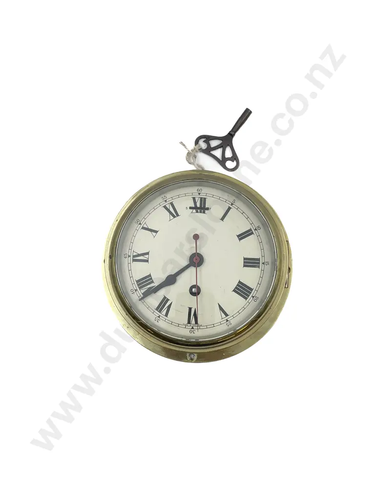 English Made Brass Circular Ships Clock Image 1++