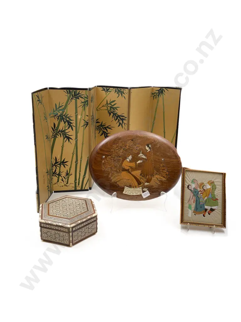 Decorative Table Screen with Inlaid Box etc Image 1++