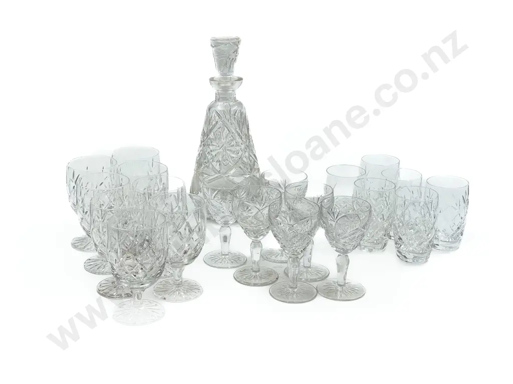 Small Quantity of Assorted Crystal and Glassware Including Conical Pressed Glass Decanter Image 1++