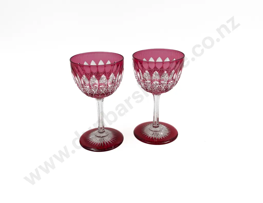 Pair of Cranberry Flashed Goblets Image 1++