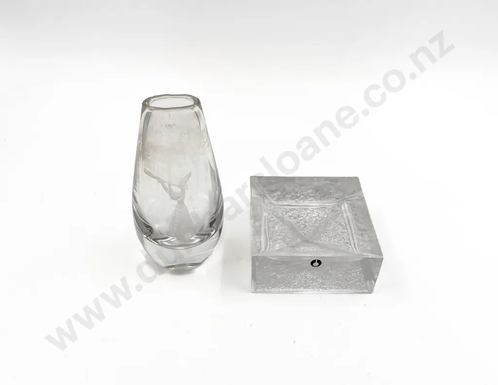 Kosta Vase Together with Swedish Glass Dish Image 1++