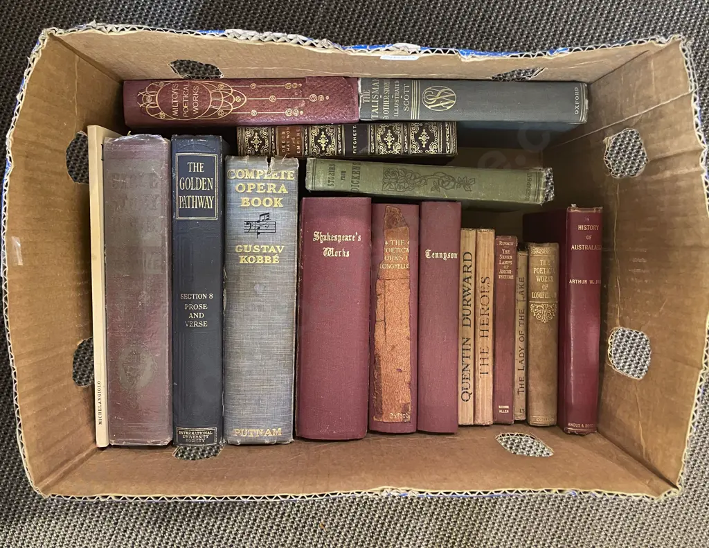 Box of Assorted Books Including Opera and Poetical Reference Image 1++